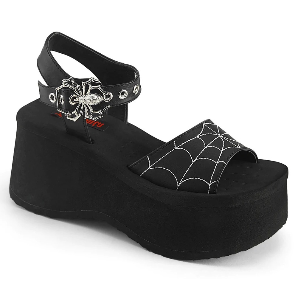 Demonia Funn 10 Matte Black Platform Sandals